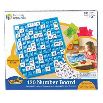 Learning Resources 120 Number Board -181 Pieces, Ages 6+ Learning Math Games for Kids, Educational a...
