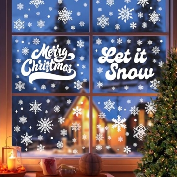 335Pcs Snowflake Christmas Window Clings - Festive Winter Decor