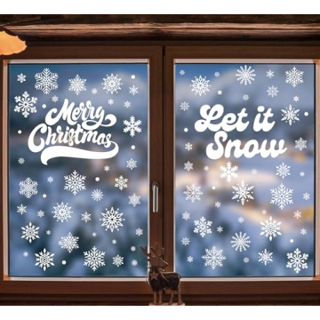 Festive 335Pcs Snowflake Window Clings for Christmas