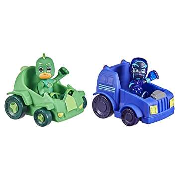 PJ Masks Gekko vs Night Ninja Battle Racers Preschool Toy, Vehicle and Action Figure Set for Kids Ag...