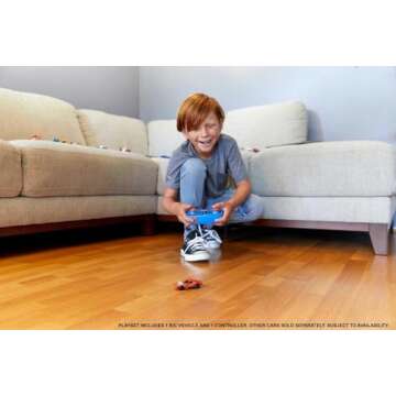 Hot Wheels RC Toy Car, Remote-Control Rodger Dodger in 1:64 Scale, Works On- & Off-Track
