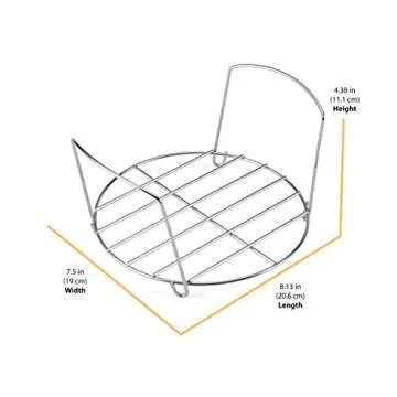 Instant Pot Stainless Steel Wire Roasting Rack with Handles - Durable 18/8 Stainless Steel, For Healthier Meals, Multi-Use Rack for Roasting & Serving, Fits 6-Quart & 8-Quart Cookers, Dishwasher Safe