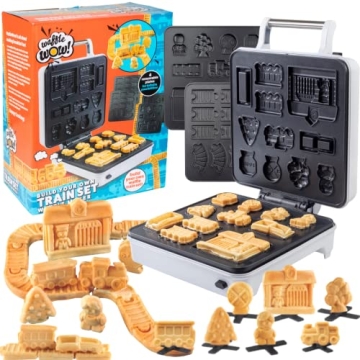 Train Set Waffle Maker - Build Waffle or Pancake Shaped Tracks, Cargo Cars, Signs & Station - Fun Fa...