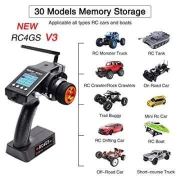 RadioLink RC4GS V3 2.4G 4CH RC Transmitter and Receiver R6FG Gyro Inside Pistol Grip Remote Controller for RC Car Boat Tank Buggy