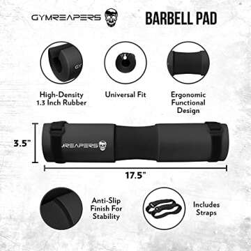 Gymreapers Barbell Squat Pad - Protective Bridge Pad For Hip Thrust, Squats, Lunges - Hip Support, Neck Protection For Bar (Black)