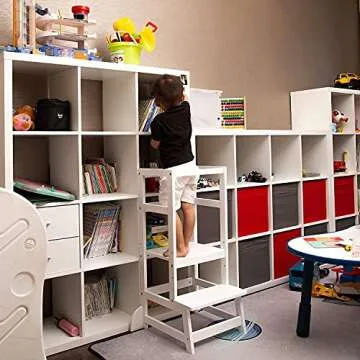 Step Stool for Kids, Adjustable Toddler Tower, Wooden, Kids Step Stool for Kitchen and Bathroom