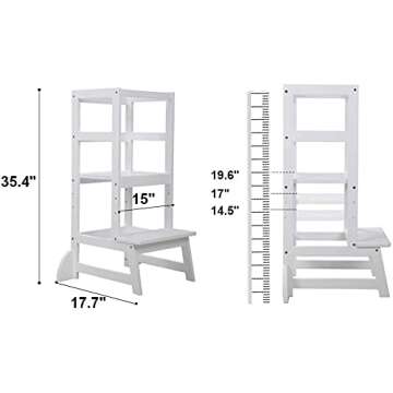 Step Stool for Kids, Adjustable Toddler Tower, Wooden, Kids Step Stool for Kitchen and Bathroom