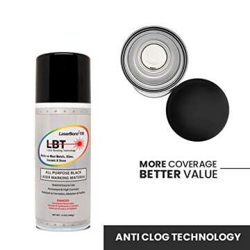 LaserBond 100 Aerosol Black Laser Marking Spray 12 oz, Compatible with CO2 Fiber Diode and YAG Laser...