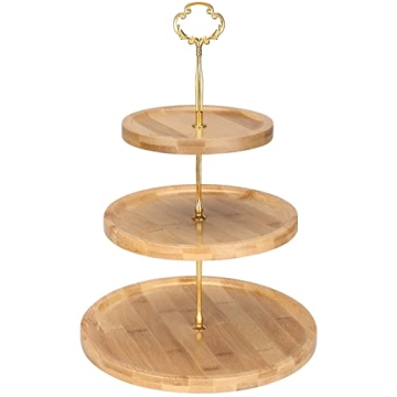 Renawe Elegant 3 Tier Bamboo Dessert Stand for Events
