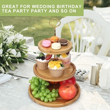 Renawe Elegant 3 Tier Bamboo Dessert Stand for Events