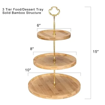 Renawe Elegant 3 Tier Bamboo Dessert Stand for Events