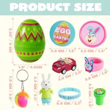 JOYIN 120 Pcs Toys Plus Stickers Prefilled Easter Eggs for Easter Eggs Hunt, Basket Stuffers Fillers, Theme Party Favor, Classroom Prizes Decoration