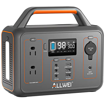 ALLWEI Portable Power Station 300W(Surge 600W), 280Wh Solar Generator with 120V AC Outlet, 78000mAh ...