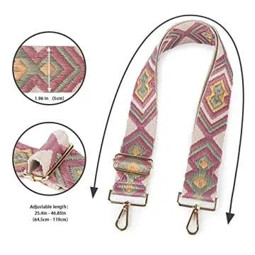 Viva Terry Adjustable Crossbody Guitar Strap Replacement for Women's Handbags and Purses (Light Purple Bag Shoulder Strap)