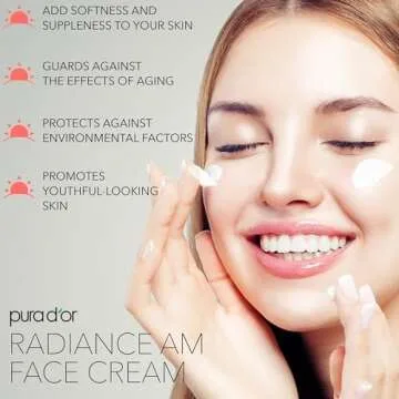 PURA D'OR 1.7 Oz Radiant Glow AM Face Cream - Methylene Blue, Polyphenols, Flavonoids, Apple Stem Cell Extract - Aloe Vera Base Anti-Aging Morning Moisturizer - Daily Facial Treatment For Women & Men