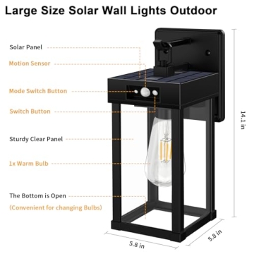 Solar Outdoor Wall Light Fixtures with Dusk Sensor