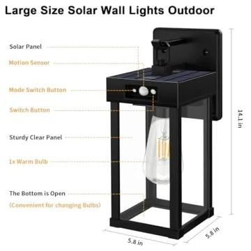 Solar Outdoor Wall Light Fixtures with Dusk Sensor