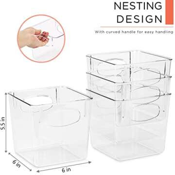Sorbus Clear Plastic Storage Bins for Shelves - Versatile Organization Solutions
