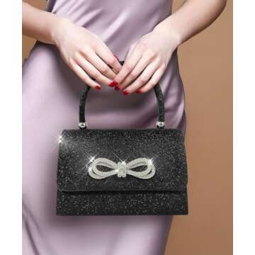 Trisapu Women's Evening Bag Sparkly Bow Clutch Purse for Weddings and Parties