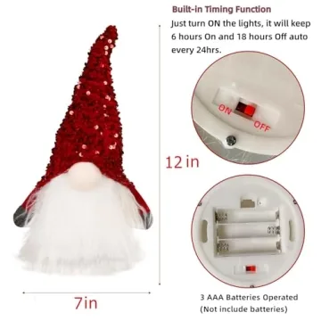 Juegoal 12" Lighted Christmas Gnome Holiday Decoration