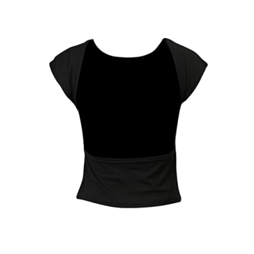 Women Backless T-Shirt Y2k Short Sleeve Crew Neck Crop Tee Top Open Back Slim Fit Blouse Tops(A Black,Small)