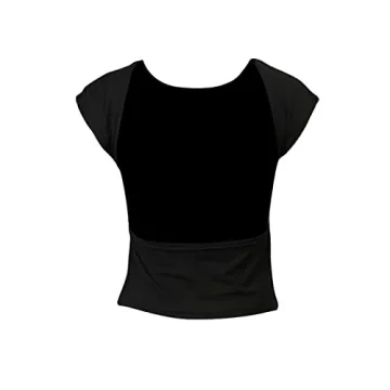Women Backless T-Shirt Y2k Short Sleeve Crew Neck Crop Tee Top Open Back Slim Fit Blouse Tops(A Black,Small)