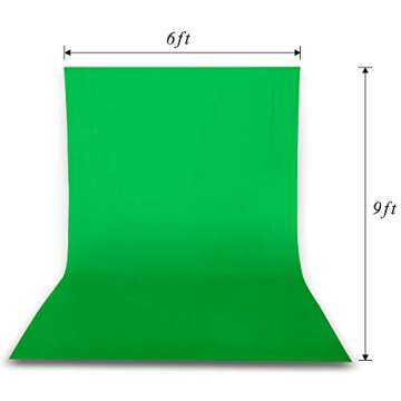 EMART Photo Video Studio 7 x 10ft Green Screen Backdrop Stand Kit, Photography Background Support System with 6 x 9ft 100% Cotton Muslin Chromakey Curtain