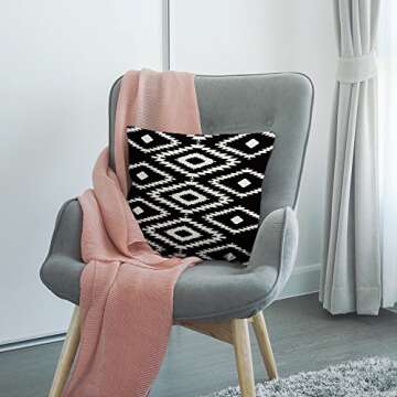 HGOD DESIGNS Throw Pillow Case Black and White Cotton Linen Square Cushion Cover Standard Pillowcase for Men Women Home Decorative Sofa Armchair Bedroom Livingroom 18 x 18 inch