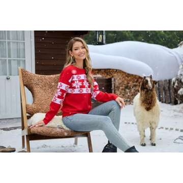 VIISHOW Women Ugly Christmas SweatersFall Sweaters Round Neck Cute Winter Pullover Sweaters for Wome...