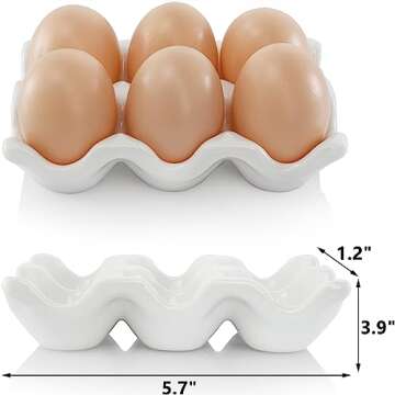 DEAYOU 4 Pack Porcelain Egg Container, Ceramic Eggs Keeper Storage Organizer for Display, Kitchen, W...