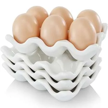 Stylish DEAYOU Porcelain Egg Holder - 4 Pack Storage Set