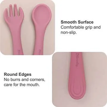 Silicone Toddler Fork Spoon Set for 1 Year+, Soft kid Training Utensils for Self-feeding, Food Grade Silicone Baby Cutlery, Dishwasher Safe and BPA Free Set of 6 - Dilovely