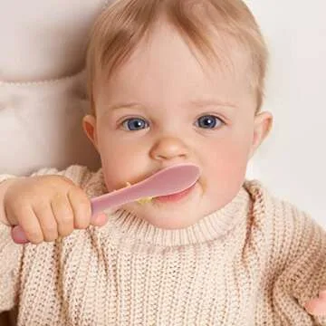 Silicone Toddler Fork Spoon Set for 1 Year+, Soft kid Training Utensils for Self-feeding, Food Grade Silicone Baby Cutlery, Dishwasher Safe and BPA Free Set of 6 - Dilovely