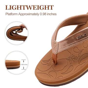 ONCAI Flip Flops For Women Yoga Mat Non-Slip Womens Flip Flops Thong Sandals Summer Beach Slippers With Arch Support Lightweight EVA Sole Khaki Size 8