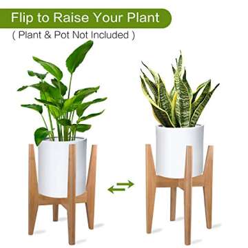 X-cosrack Adjustable Plant Stand Mid Century Wood Modern Flower Potted Holder Rack for Indoor Outdoor, Fit 8'' to 12'' Planter(Plant and Pot Not Included)