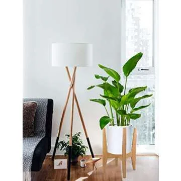 X-cosrack Adjustable Plant Stand Mid Century Wood Modern Flower Potted Holder Rack for Indoor Outdoor, Fit 8'' to 12'' Planter(Plant and Pot Not Included)