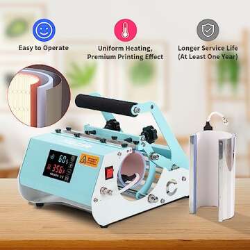 PYD Life 110 V Tumbler Heat Press Machine 30 OZ 20 OZ Mint Green Touch Screen for Sublimation Blanks...