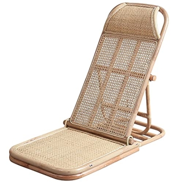 Kelendle 4-Gear Adjustable Folding Rattan Floor Chair Foldable Beach Chair Lazy Floor Chair Floor Lo...