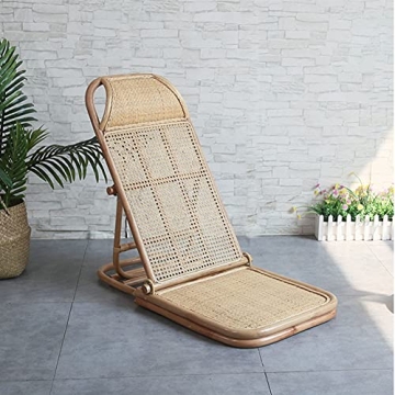 Kelendle 4-Gear Adjustable Folding Rattan Floor Chair Foldable Beach Chair Lazy Floor Chair Floor Lounge Chair Tatami Floor Chair for Home and Office Relaxation