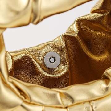 JENSVOIR Clutch Purse for Women - Gold Evening Clutch PU Leather Pleated Bag Designer Purse for Party Prom Wedding