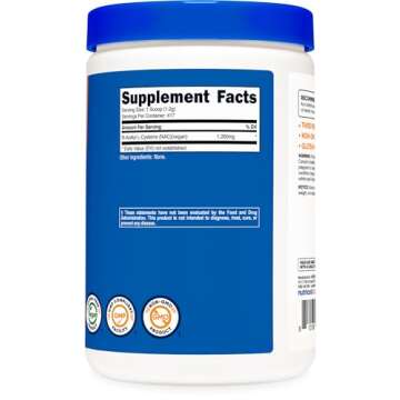 Nutricost N-Acetyl L-Cysteine (NAC) Powder 500 Grams - Vegan NAC, Non-GMO, Gluten Free