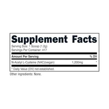 Nutricost N-Acetyl L-Cysteine (NAC) Powder 500 Grams - Vegan NAC, Non-GMO, Gluten Free