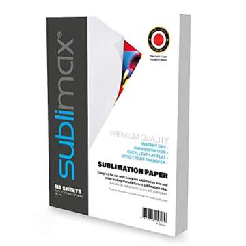 SUBLIMAX Sublimation Paper 8.5x14, 110 Sheets, CERTIFIED BY SAWGRASS - INSTANT DRY - NO SMUDGE for use with Sawgrass SG500 / SG400 printer and Sublijet UHD / HD ink - Ideal for MUGS and CHROMALUXE