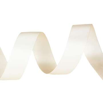 VATIN Double Face Deep Cream Satin Ribbon 5/8" Continuous 25 Yards,Cream Polyester Fabric Ribbon use for Bows Bouquet, Gift Wrapping, Floral Arrangement Wedding Decoration