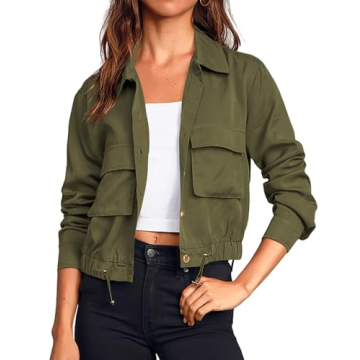 Onedreamer Women's Military Cropped Jacket for Stylish Layers