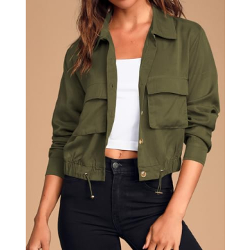 Onedreamer Women's Military Cropped Jacket for Stylish Layers