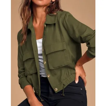 Onedreamer Women's Military Cropped Jacket for Stylish Layers