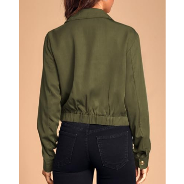 Onedreamer Women's Military Cropped Jacket for Stylish Layers