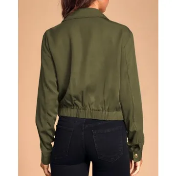 Onedreamer Women's Military Cropped Jacket for Stylish Layers