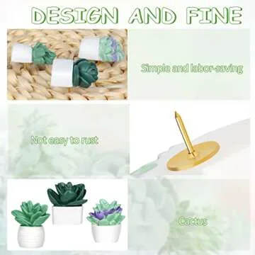 20 Pieces Cute Succulent Plants Decorative Push Pins Colorful Floret Thumbtacks for Photo Wall, Feature Wall, Whiteboard, Cork Board, Map, Bulletin Board, Office or Home (Three Assorted Styles)